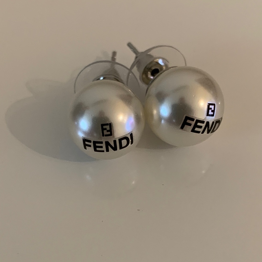 Fendi Style Pearl Earrings - Picture 4 of 5